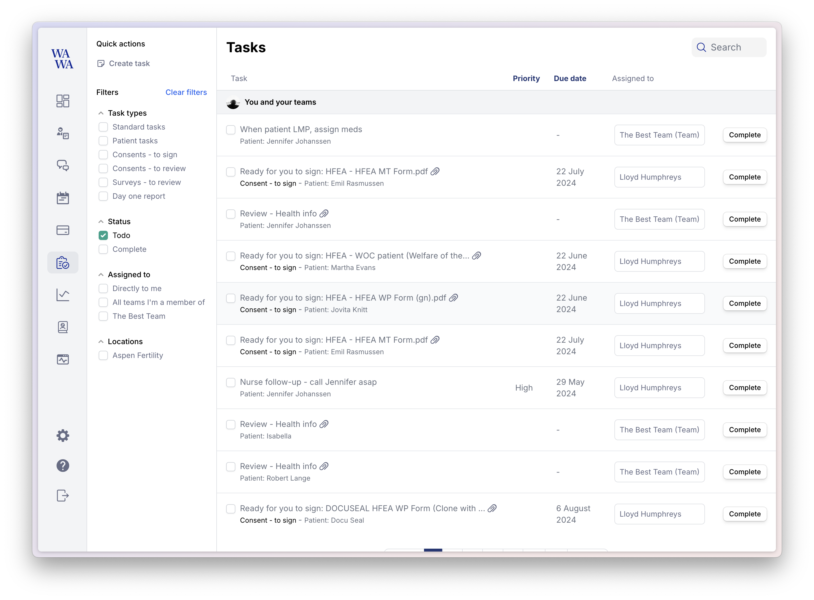 Refreshed Tasks overview